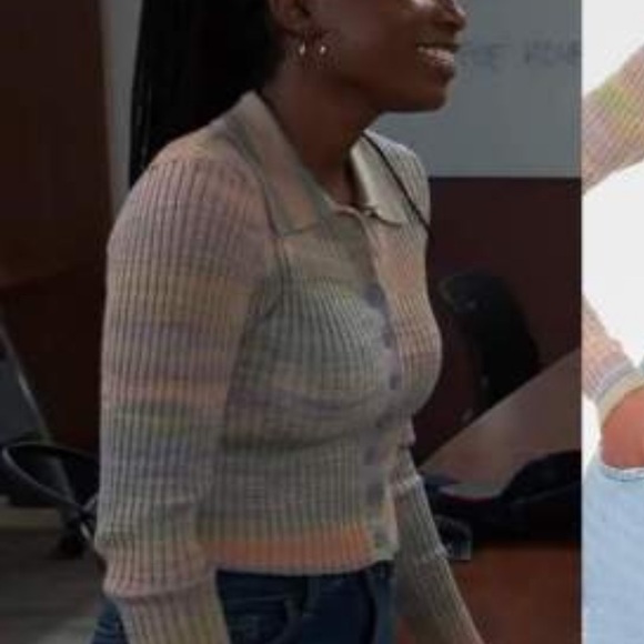 Urban Outfitters Womens Multicolor Ribbed Knit Top Fitted Sz XS Y2K ASO - Picture 9 of 9